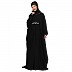 Adjustable waist Kaftan abaya with Sequence lace-Black Adjustable waist Kaftan abaya with Sequence lace-Black