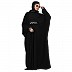Adjustable waist Kaftan abaya with Sequence lace-Black Adjustable waist Kaftan abaya with Sequence lace-Black