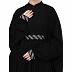 Adjustable waist Kaftan abaya with Sequence lace-Black Adjustable waist Kaftan abaya with Sequence lace-Black