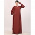 Loose Fit abaya with Ruffled Sleeves-Rust Loose Fit abaya with Ruffled Sleeves-Rust