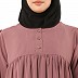Casual cuff sleeves pleated abaya- Puce Pink