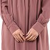 Casual cuff sleeves pleated abaya- Puce Pink