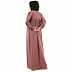 Casual cuff sleeves pleated abaya- Puce Pink