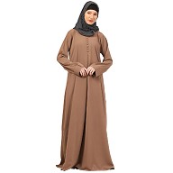 Box pleated abaya in CEY fabric-Beige Box pleated abaya in CEY fabric-Beige