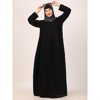 Box pleated abaya in CEY fabric-Black