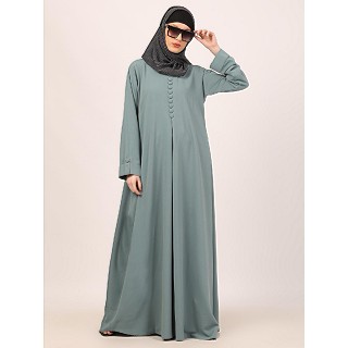 Box pleated abaya in CEY fabric-Sky Blue