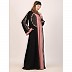 Embroidery Shrug with sleeveless inner abaya-Black-baby pink Embroidery Shrug with sleeveless inner abaya-Black-baby pink