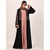 Embroidery Shrug with sleeveless inner abaya-Black-baby pink Embroidery Shrug with sleeveless inner abaya-Black-baby pink
