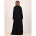 Embroidery Shrug with sleeveless inner abaya-Black-baby pink Embroidery Shrug with sleeveless inner abaya-Black-baby pink
