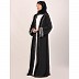 Embroidery Shrug with sleeveless inner abaya-Dark Grey-white Embroidery Shrug with sleeveless inner abaya-Dark Grey-white