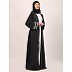 Embroidery Shrug with sleeveless inner abaya-Dark Grey-white Embroidery Shrug with sleeveless inner abaya-Dark Grey-white