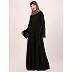 Full flare abaya with piping work-Black Full flare abaya with piping work-Black