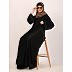 Full flare abaya with piping work-Black Full flare abaya with piping work-Black