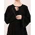 Full flare abaya with piping work-Black Full flare abaya with piping work-Black