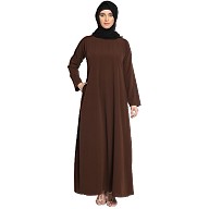 A-line inner abaya with a complementary Hijab- Brown
