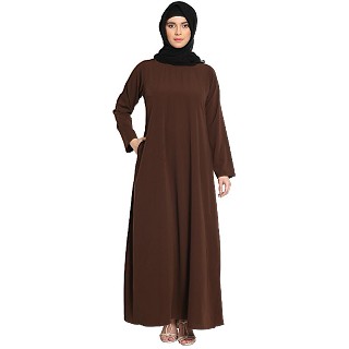 A-line inner abaya with a complementary Hijab- Brown