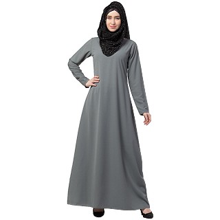 A-line inner abaya with a complementary Hijab- Grey