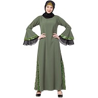 A-line abaya with Black sequins work- Jade Green A-line abaya with Black sequins work- Jade Green