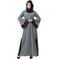A-line abaya with Black sequins work- Grey A-line abaya with Black sequins work- Grey