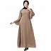 Casual A-line abaya with bell sleeves- Beige Casual A-line abaya with bell sleeves- Beige
