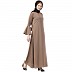 Casual A-line abaya with bell sleeves- Beige Casual A-line abaya with bell sleeves- Beige