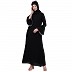 Casual A-line abaya with bell sleeves- Black