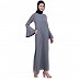 Casual A-line abaya with bell sleeves- Grey