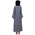 Casual A-line abaya with bell sleeves- Grey
