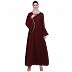 Casual A-line abaya with bell sleeves- Maroon