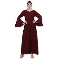 Casual A-line abaya with bell sleeves- Maroon