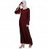 Casual A-line abaya with bell sleeves- Maroon