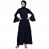 Casual A-line abaya with bell sleeves- Navy Blue