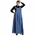 Classic Denim maxi dress with shirt collar- Black-Blue Classic Denim maxi dress with shirt collar- Black-Blue