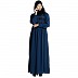Casual collared abaya with lacework- Teal Casual collared abaya with lacework- Teal