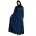 Casual collared abaya with lacework- Teal Casual collared abaya with lacework- Teal