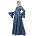 Designer Denim abaya with bell sleeves  Designer Denim abaya with bell sleeves