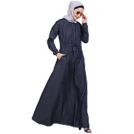 Denim coat abaya sales