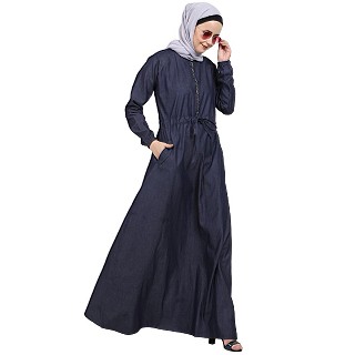 Fashionable Zipper Denim abaya