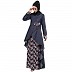 Denim asymmetrical dress abaya