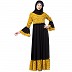 Printed Frilled abaya- Mustard-Black Printed Frilled abaya- Mustard-Black