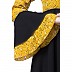 Printed Frilled abaya- Mustard-Black Printed Frilled abaya- Mustard-Black