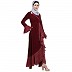 Designer abaya with polka dotted frills- Maroon