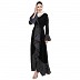 Designer abaya with polka dotted frills- Black