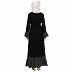 Designer abaya with polka dotted frills- Black