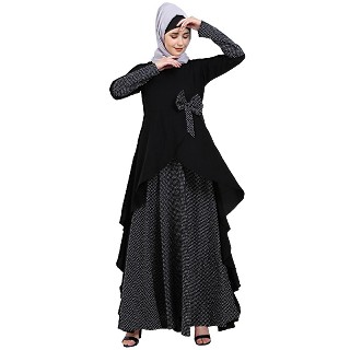 Wholesale abayas/burqas - Polka dotted asymmetrical design