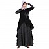 Polka dotted asymmetrical dress abaya- Black