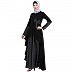 Polka dotted asymmetrical dress abaya- Black