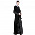 Polka dotted asymmetrical dress abaya- Black