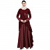 Polka dotted asymmetrical dress abaya- Maroon
