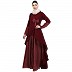 Polka dotted asymmetrical dress abaya- Maroon